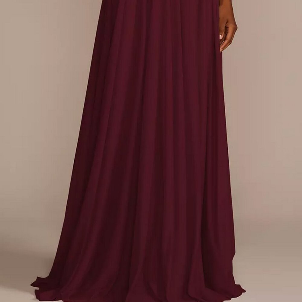 Floor Lenth Flutter Sleeve Crisscross Mesh Dress-… - image 6